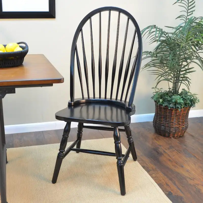 Chaise de salle à manger traditionnelle en hévéa – Dossier haut à lattes, 5 finitions