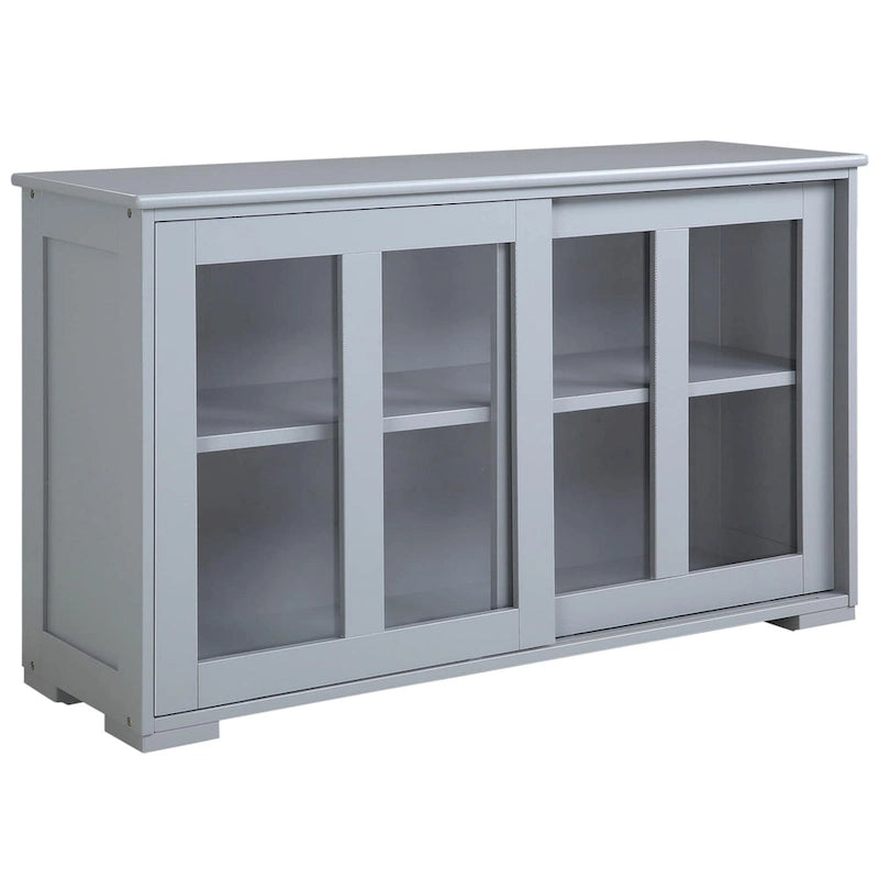 HOMCOM Buffet de Cuisine Moderne, Armoire de Rangement Empilable, Console avec Porte Coulissante en Verre, Vaisselier pour Cuisine