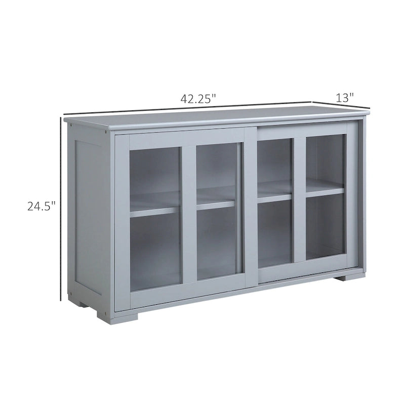 HOMCOM Buffet de Cuisine Moderne, Armoire de Rangement Empilable, Console avec Porte Coulissante en Verre, Vaisselier pour Cuisine