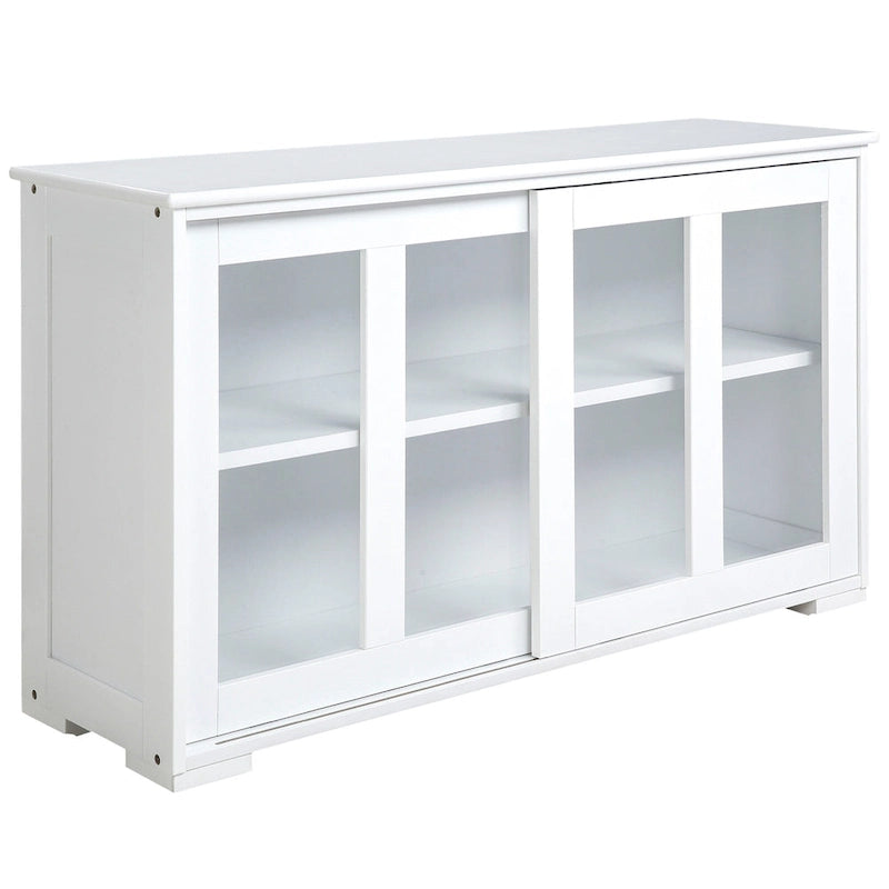 HOMCOM Buffet de Cuisine Moderne, Armoire de Rangement Empilable, Console avec Porte Coulissante en Verre, Vaisselier pour Cuisine