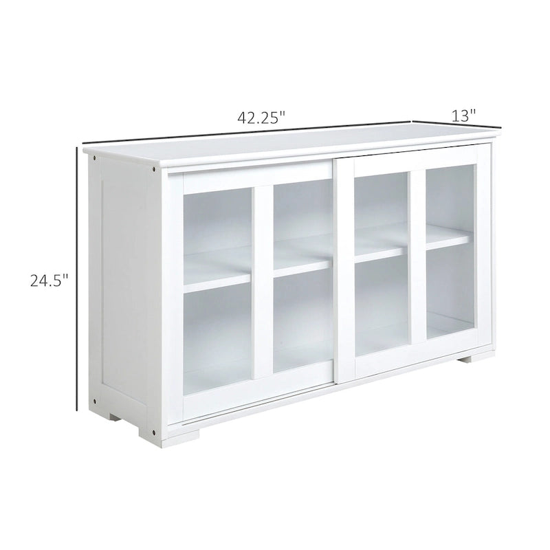 HOMCOM Buffet de Cuisine Moderne, Armoire de Rangement Empilable, Console avec Porte Coulissante en Verre, Vaisselier pour Cuisine
