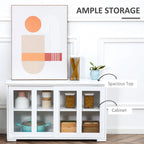 HOMCOM Buffet de Cuisine Moderne, Armoire de Rangement Empilable, Console avec Porte Coulissante en Verre, Vaisselier pour Cuisine