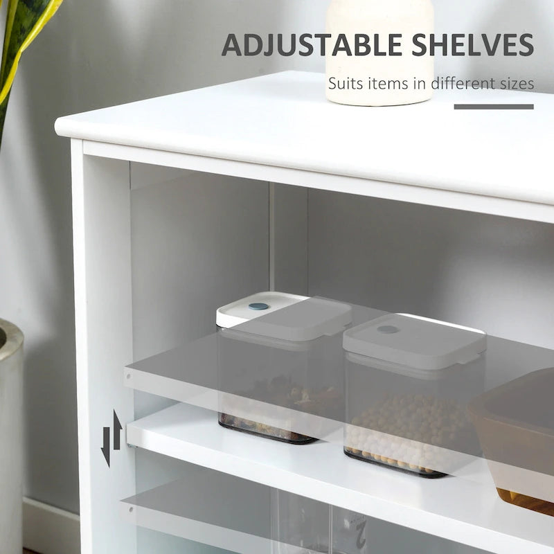 HOMCOM Buffet de Cuisine Moderne, Armoire de Rangement Empilable, Console avec Porte Coulissante en Verre, Vaisselier pour Cuisine