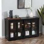 HOMCOM Buffet de Cuisine Moderne, Armoire de Rangement Empilable, Console avec Porte Coulissante en Verre, Vaisselier pour Cuisine