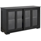 HOMCOM Buffet de Cuisine Moderne, Armoire de Rangement Empilable, Console avec Porte Coulissante en Verre, Vaisselier pour Cuisine