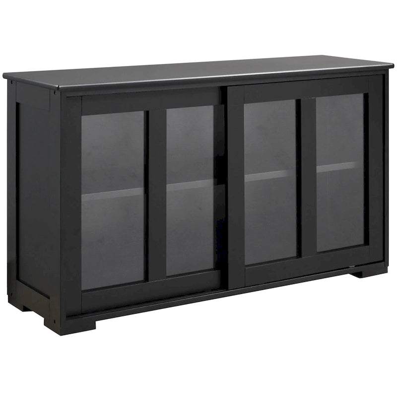 HOMCOM Buffet de Cuisine Moderne, Armoire de Rangement Empilable, Console avec Porte Coulissante en Verre, Vaisselier pour Cuisine