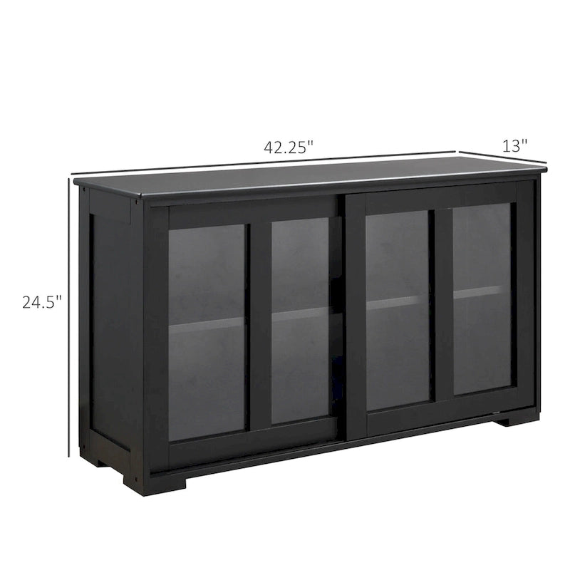 HOMCOM Buffet de Cuisine Moderne, Armoire de Rangement Empilable, Console avec Porte Coulissante en Verre, Vaisselier pour Cuisine