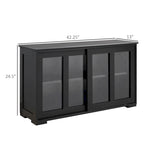 HOMCOM Buffet de Cuisine Moderne, Armoire de Rangement Empilable, Console avec Porte Coulissante en Verre, Vaisselier pour Cuisine