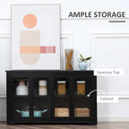 HOMCOM Buffet de Cuisine Moderne, Armoire de Rangement Empilable, Console avec Porte Coulissante en Verre, Vaisselier pour Cuisine