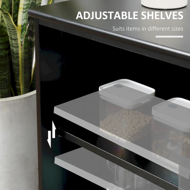 HOMCOM Buffet de Cuisine Moderne, Armoire de Rangement Empilable, Console avec Porte Coulissante en Verre, Vaisselier pour Cuisine