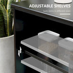HOMCOM Buffet de Cuisine Moderne, Armoire de Rangement Empilable, Console avec Porte Coulissante en Verre, Vaisselier pour Cuisine