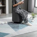 Repose-pieds ottoman rond pivotant à 360° en PU avec rembourrage éponge épais et base en acier