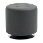Repose-pieds ottoman rond pivotant à 360° en PU avec rembourrage éponge épais et base en acier