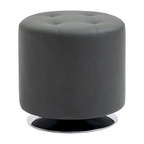 Repose-pieds ottoman rond pivotant à 360° en PU avec rembourrage éponge épais et base en acier