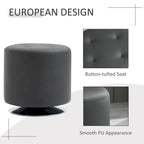 Repose-pieds ottoman rond pivotant à 360° en PU avec rembourrage éponge épais et base en acier