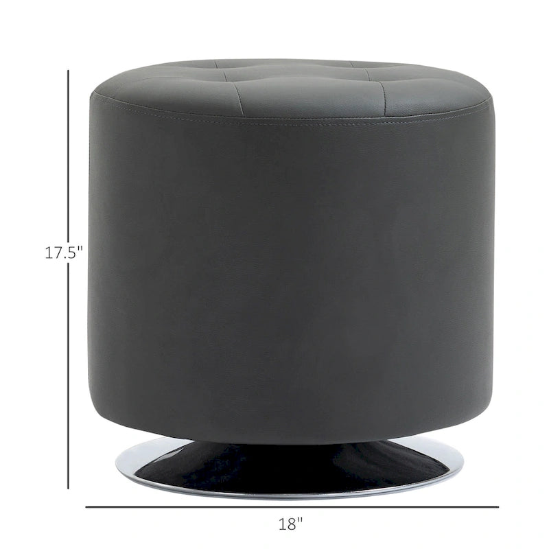 Repose-pieds ottoman rond pivotant à 360° en PU avec rembourrage éponge épais et base en acier