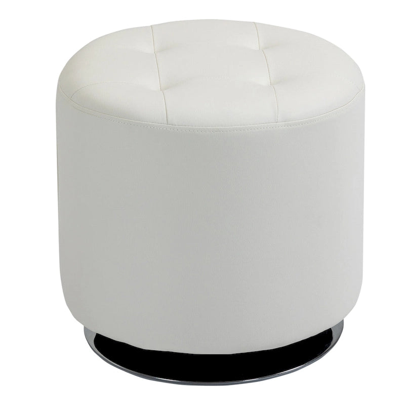 Repose-pieds ottoman rond pivotant à 360° en PU avec rembourrage éponge épais et base en acier