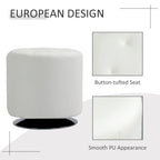 Repose-pieds ottoman rond pivotant à 360° en PU avec rembourrage éponge épais et base en acier