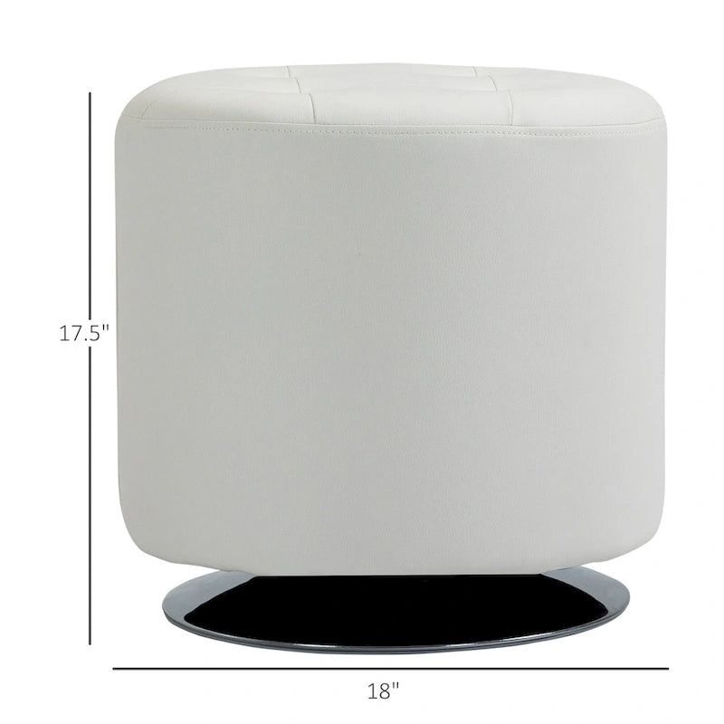 Repose-pieds ottoman rond pivotant à 360° en PU avec rembourrage éponge épais et base en acier