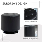 Repose-pieds ottoman rond pivotant à 360° en PU avec rembourrage éponge épais et base en acier