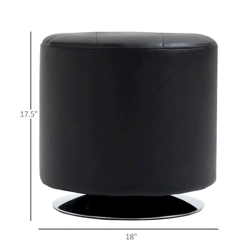 Repose-pieds ottoman rond pivotant à 360° en PU avec rembourrage éponge épais et base en acier