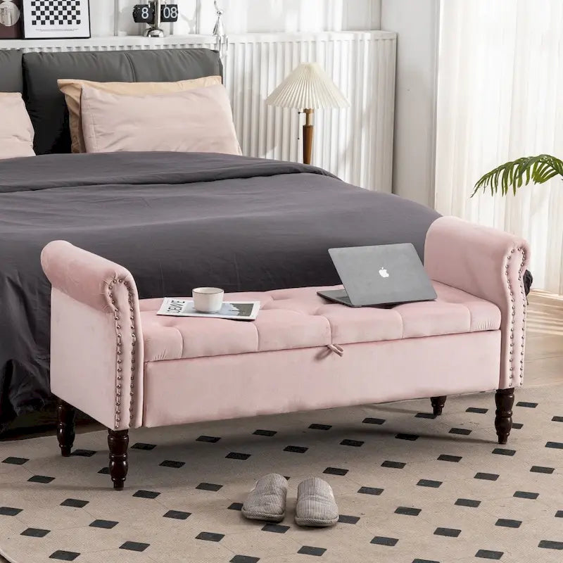 Banc de rangement HOMYKA avec accoudoirs roulés