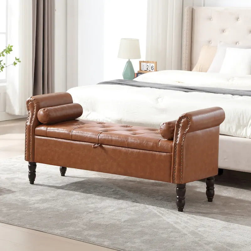 Banc de rangement HOMYKA avec accoudoirs roulés
