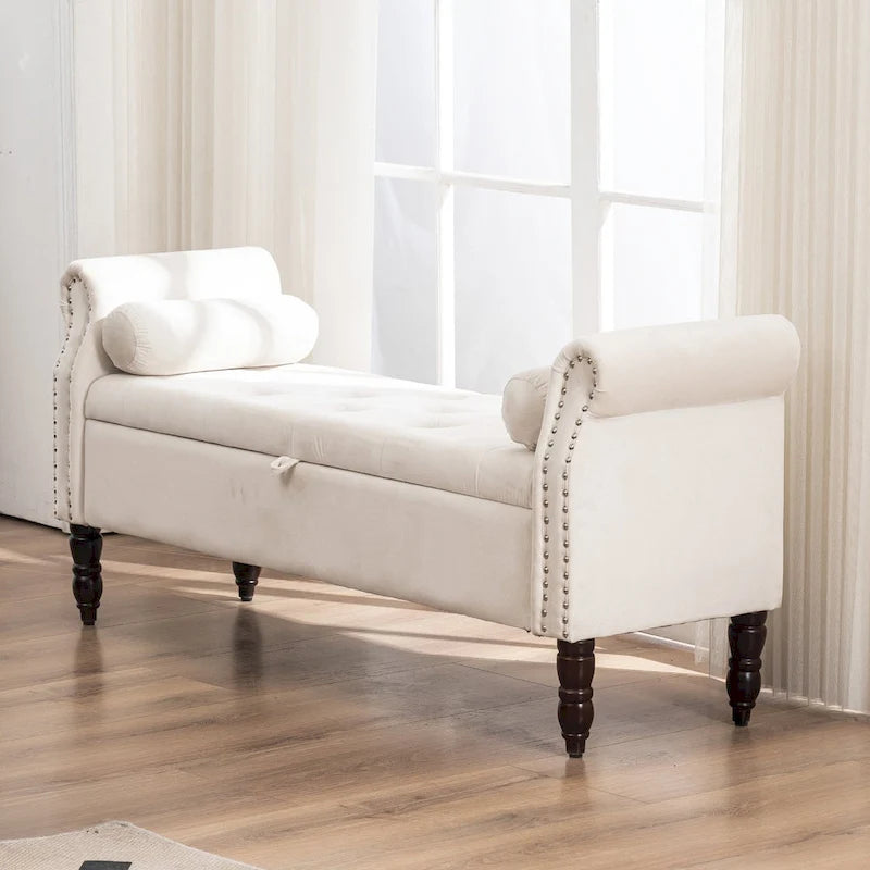 Banc de rangement HOMYKA avec accoudoirs roulés