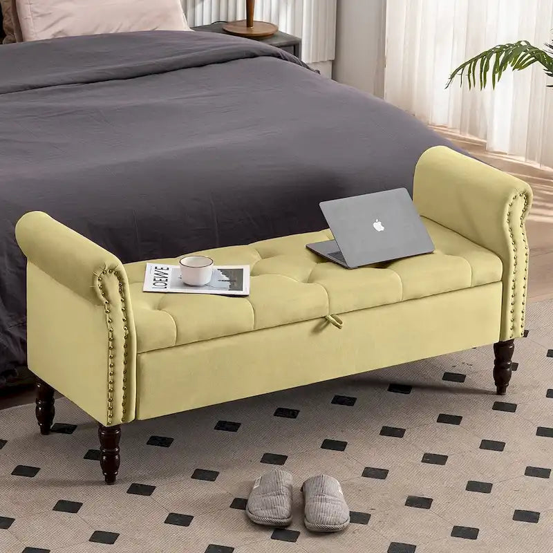 Banc de rangement HOMYKA avec accoudoirs roulés