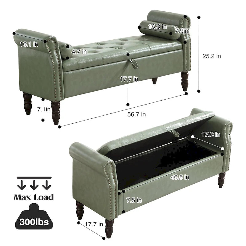 Banc de rangement HOMYKA avec accoudoirs roulés