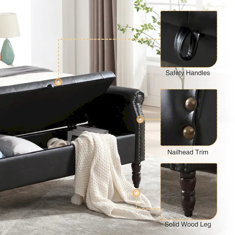 Banc de rangement HOMYKA avec accoudoirs roulés