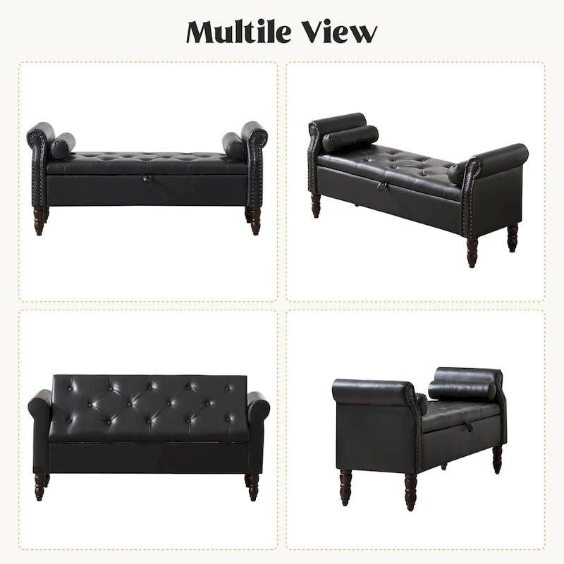 Banc de rangement HOMYKA avec accoudoirs roulés