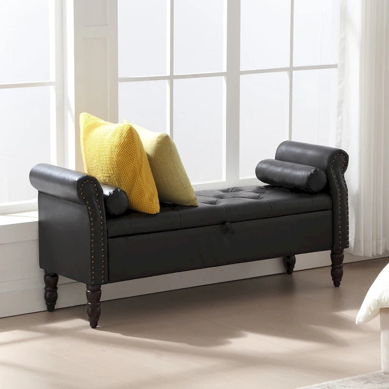 Banc de rangement HOMYKA avec accoudoirs roulés
