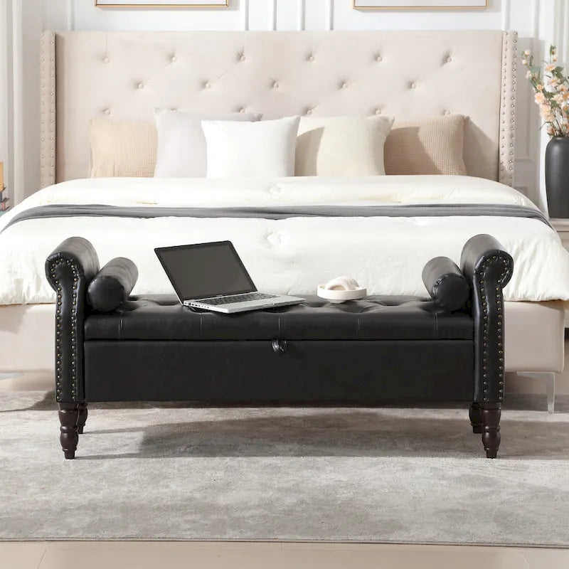Banc de rangement HOMYKA avec accoudoirs roulés