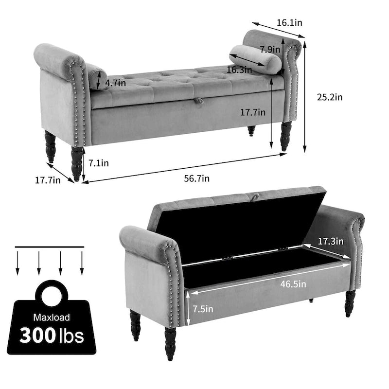Banc de rangement HOMYKA avec accoudoirs roulés