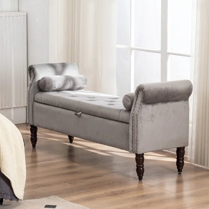 Banc de rangement HOMYKA avec accoudoirs roulés