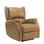 Fauteuil inclinable électrique en cuir véritable Eliseo avec port USB et dossier à oreilles