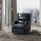Fauteuil inclinable électrique en cuir véritable Eliseo avec port USB et dossier à oreilles