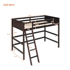 Lit mezzanine double en bois massif avec échelle