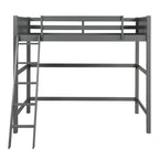 Lit mezzanine double en bois massif avec échelle