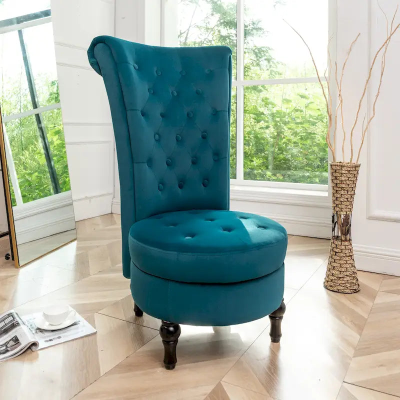 Chaise de vanité dossier haut en velours de 20 po de large Gosser – Accent élégant pour chambre à coucher