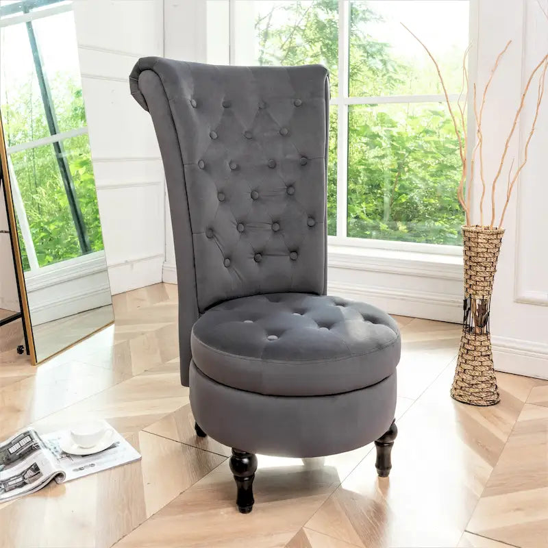 Chaise de vanité dossier haut en velours de 20 po de large Gosser – Accent élégant pour chambre à coucher