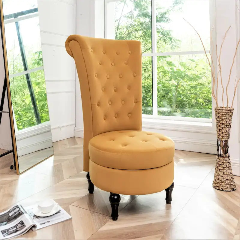Chaise de vanité dossier haut en velours de 20 po de large Gosser – Accent élégant pour chambre à coucher