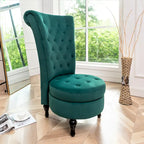 Chaise de vanité dossier haut en velours de 20 po de large Gosser – Accent élégant pour chambre à coucher