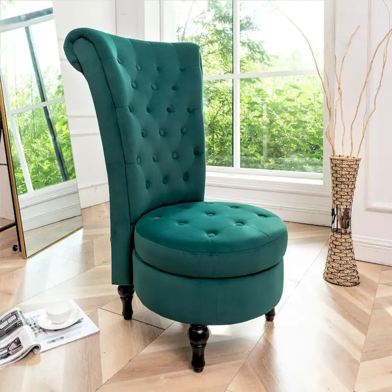 Chaise de vanité dossier haut en velours de 20 po de large Gosser – Accent élégant pour chambre à coucher