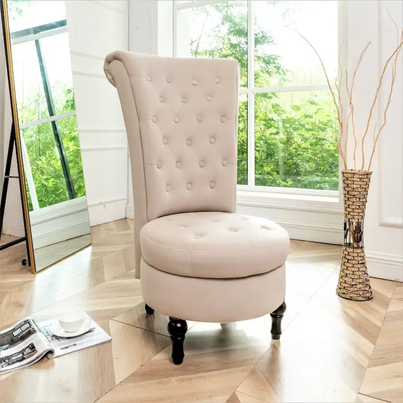 Chaise de vanité dossier haut en velours de 20 po de large Gosser – Accent élégant pour chambre à coucher
