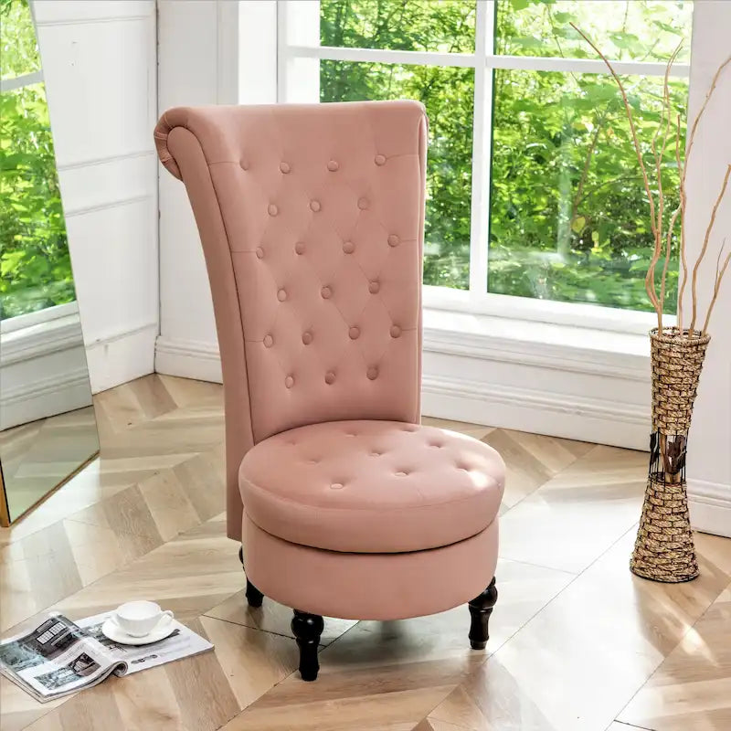 Chaise de vanité dossier haut en velours de 20 po de large Gosser – Accent élégant pour chambre à coucher