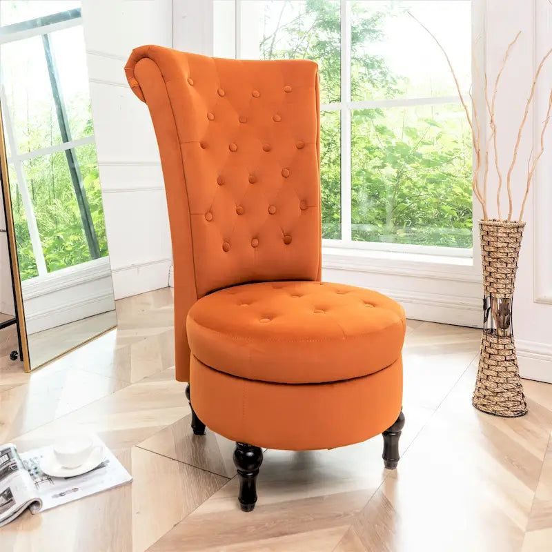 Chaise de vanité dossier haut en velours de 20 po de large Gosser – Accent élégant pour chambre à coucher
