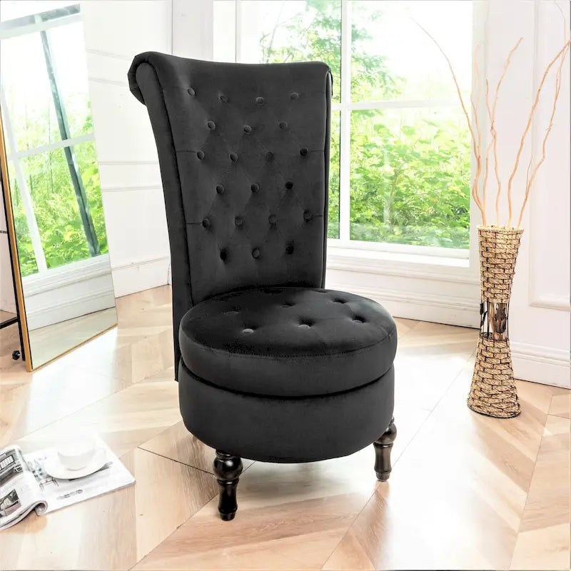Chaise de vanité dossier haut en velours de 20 po de large Gosser – Accent élégant pour chambre à coucher