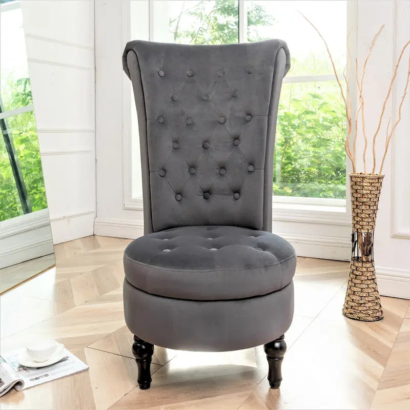 Chaise de vanité dossier haut en velours de 20 po de large Gosser – Accent élégant pour chambre à coucher